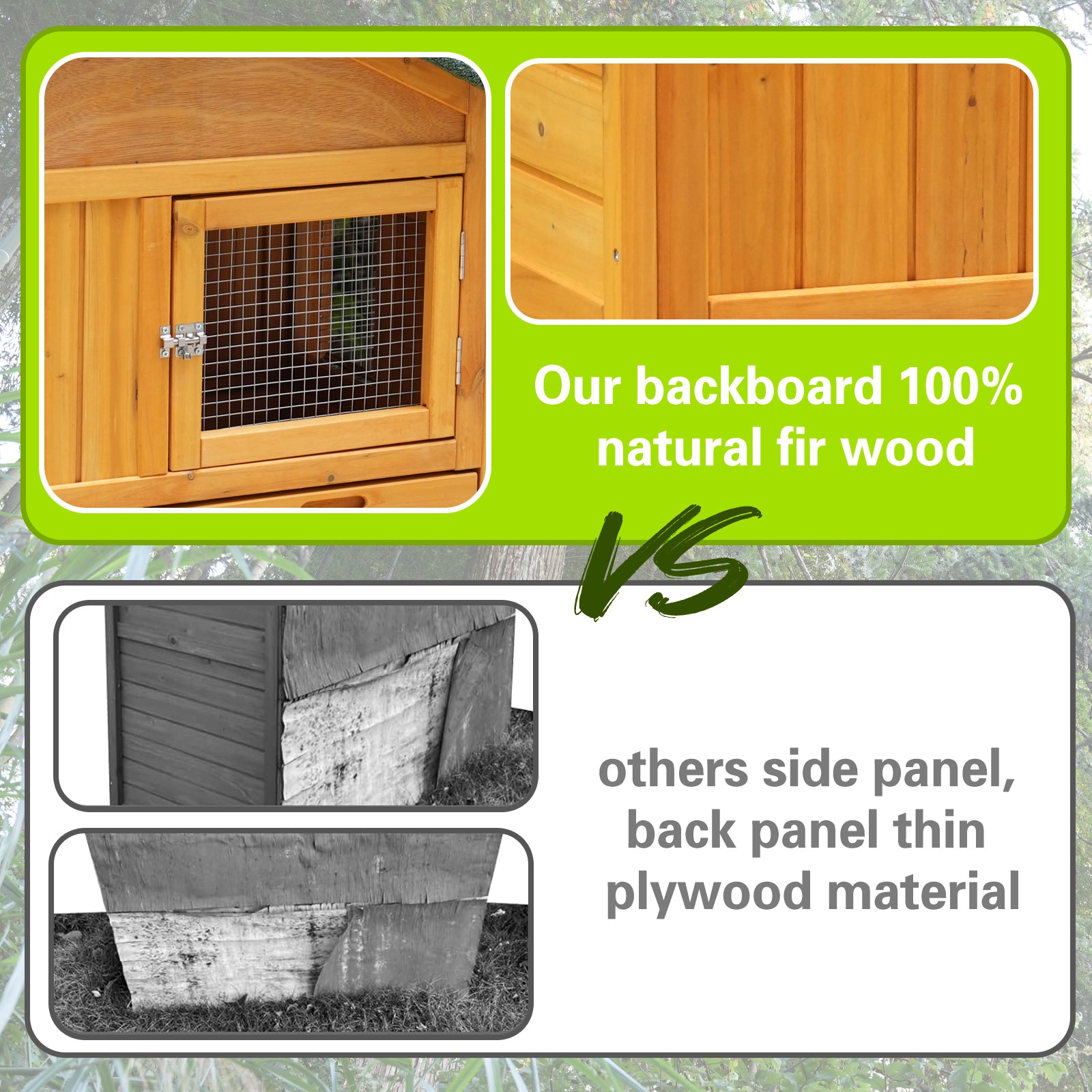 82-Inch Extra Large Outdoor Rabbit Hutch with Waterproof Roof & Pull-Out Tray