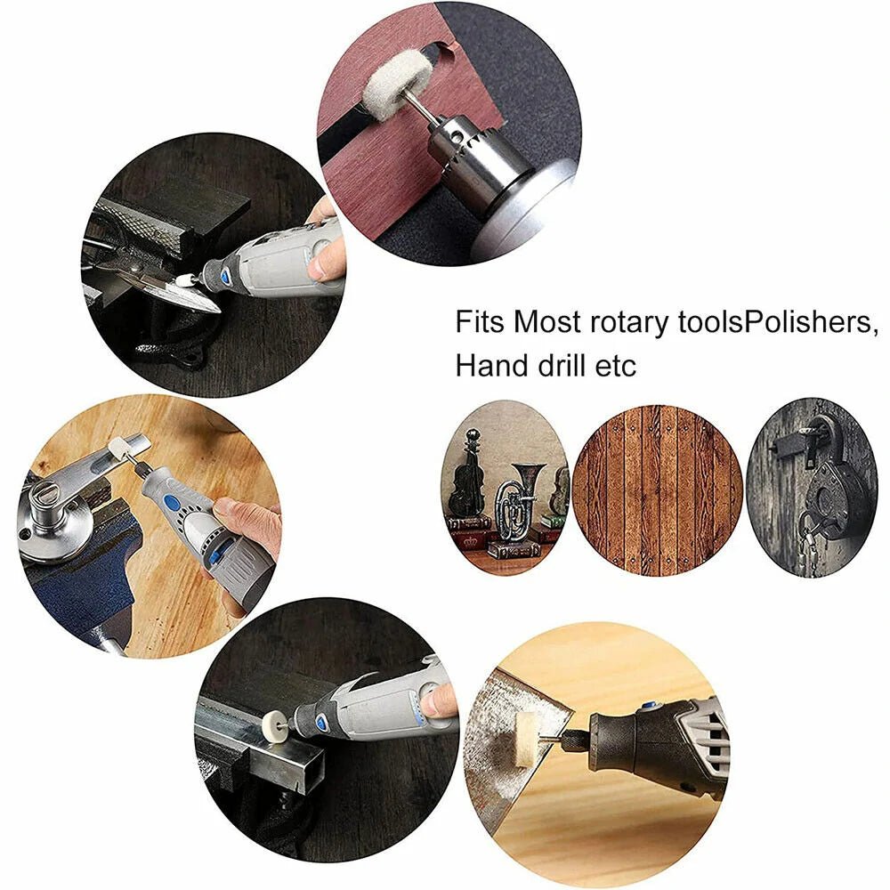 6mm 4" Shank 20 - 40mm Pad Wool Felt Polishing Buffing Wheel Grinding Head Metals Rotary Tools Wheels Tool Drill Electric Grinder - HomeDIYer