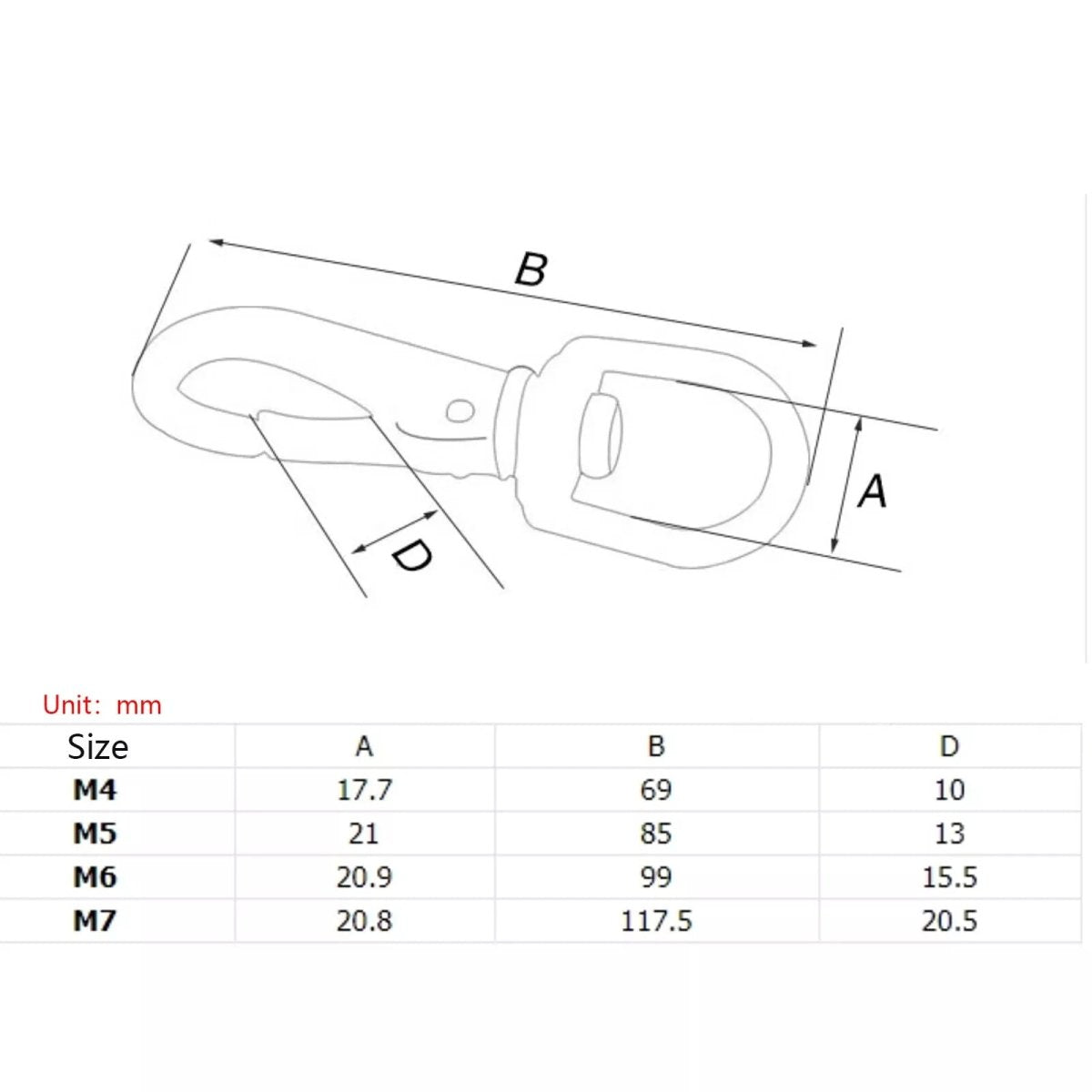 304 Stainless Steel Swivel Eye Snap Hooks M4 M5 M6 M7 - HomeDIYer