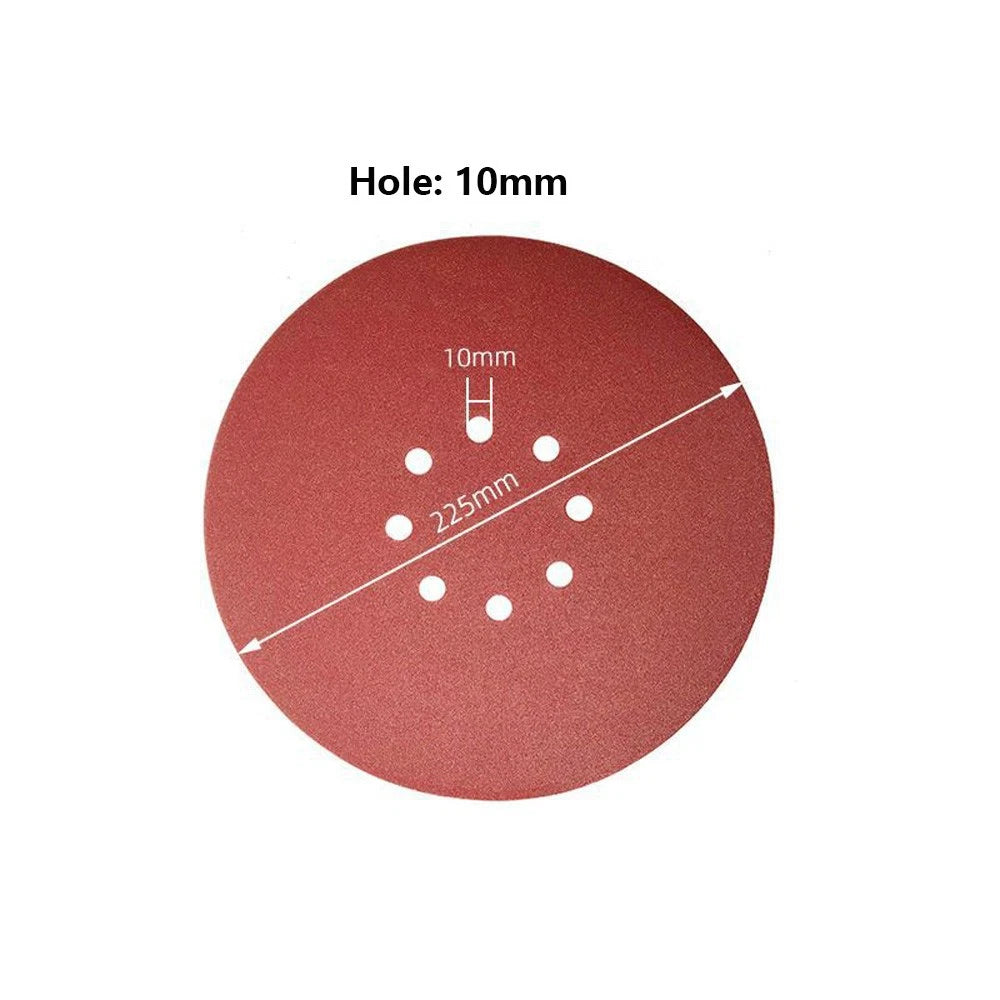 9" 225mm 8 Hole Sanding Discs Hook & Loop Sandpaper Pads Orbital 40-2000 Grit