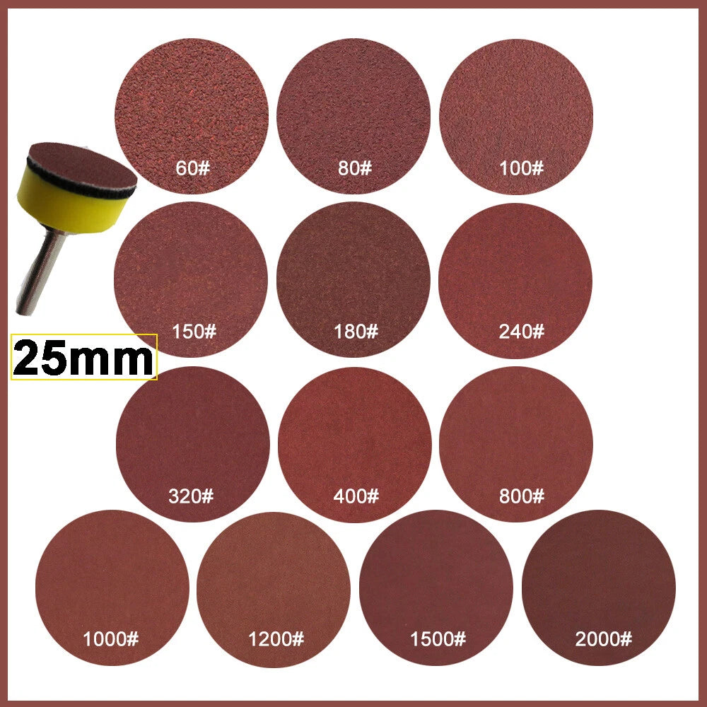 25mm Sanding Discs DA Pads Sandpaper 1 inch Orbital Hook and Loop Grit 60-2000