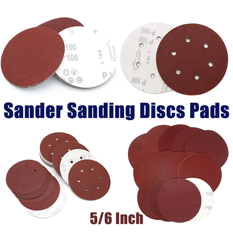 5/6 Inch Sander Sanding Discs Pads 40-800 Grit Hook and Loop Sandpaper 125/150mm