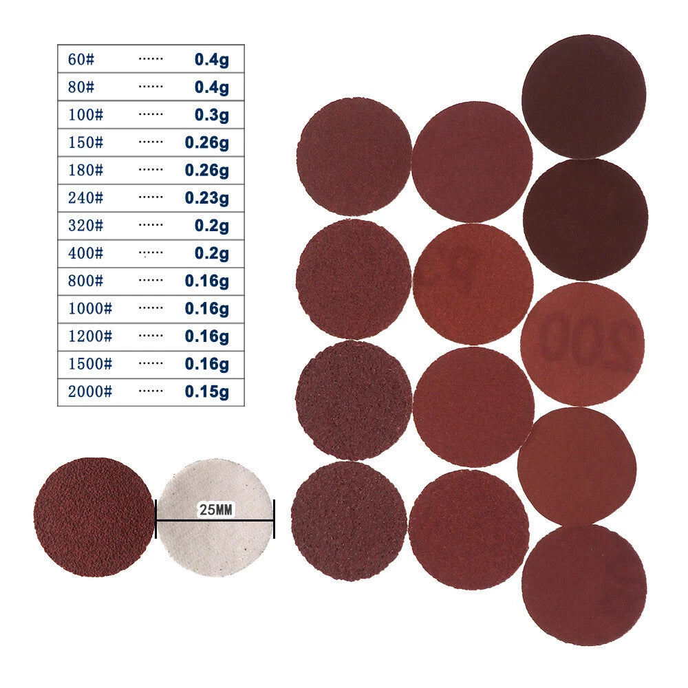 25mm Sanding Discs DA Pads Sandpaper 1 inch Orbital Hook and Loop Grit 60-2000