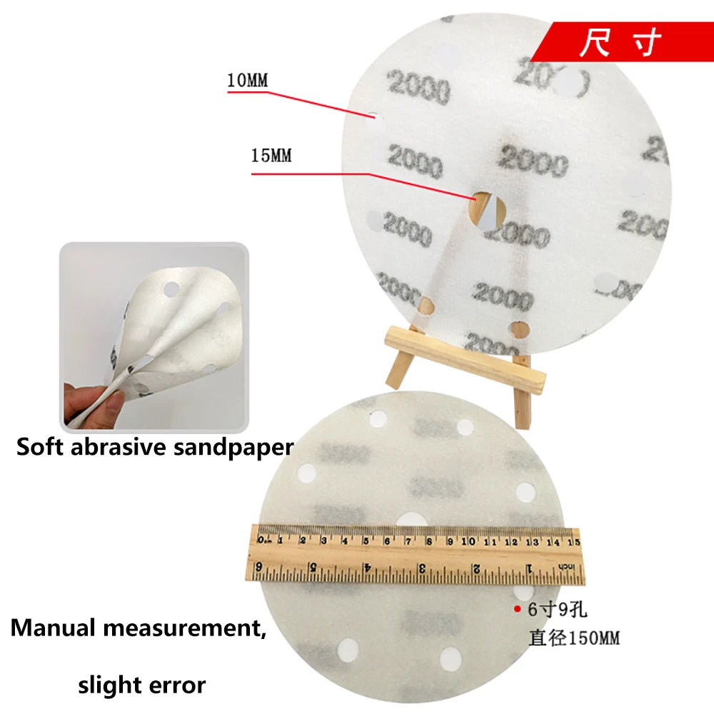 6 Inch 150mm FV Sanding Discs 600-4000 Grit Orbital Sander Pads 9 Hole Sandpaper