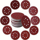 5 Inch 125mm 6 Holes Red Sandpaper Sanding Discs Grinding Polishing 40-180 Grit
