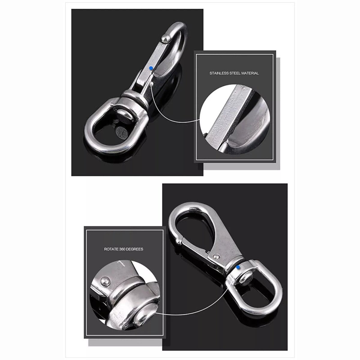 304 Stainless Steel Swivel Eye Snap Hooks M4 M5 M6 M7 - HomeDIYer