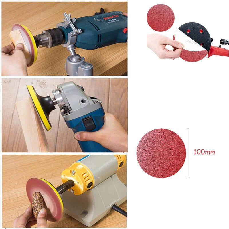100mm Sanding Discs Pads Sandpaper 4 inch Orbital Hook and Loop Grit 60-1000