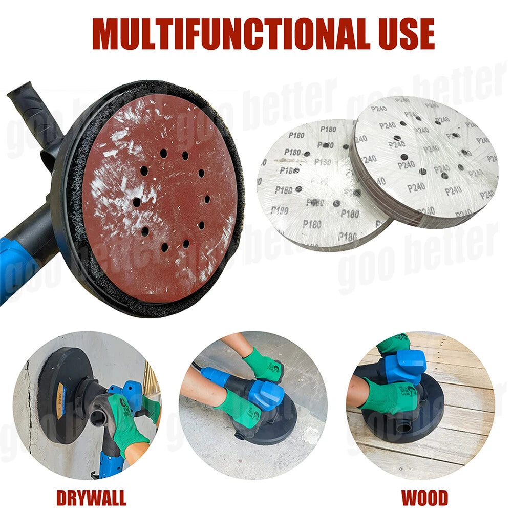 25/50PCS 225mm 9" Sanding Discs 10 Hole Hook and Loop Sandpaper 60-240 Grit