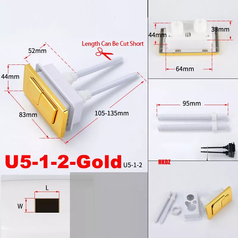 Replacement Bathroom Toilet Push Button Rectangle Dual Flush Buttons Water Tank - HomeDIYer