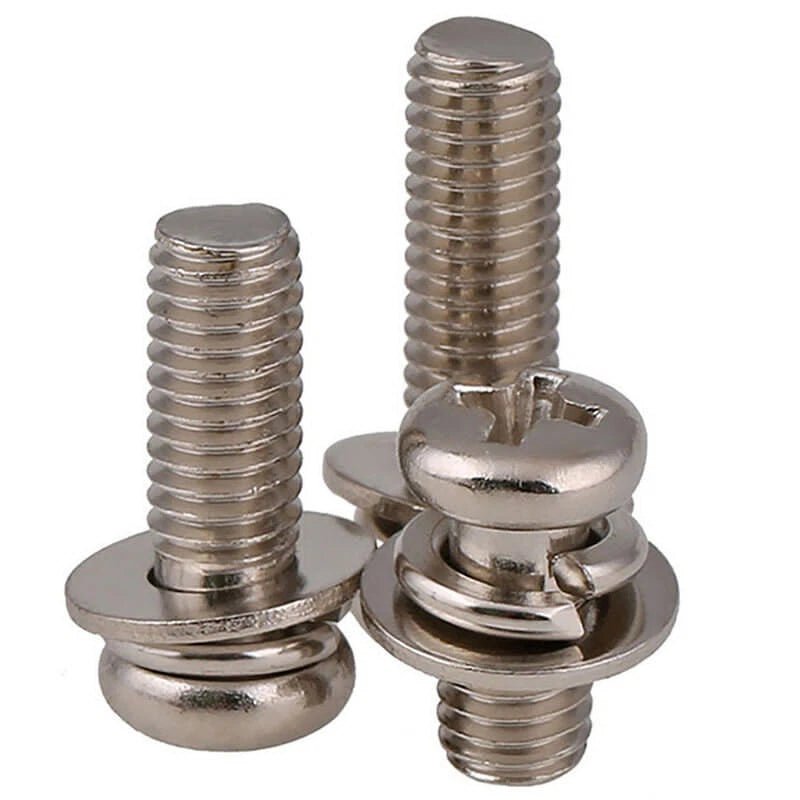Phillips Pan Head Machine Screws with Washer — Nickel Plated M5 M6 M8 - HomeDIYer