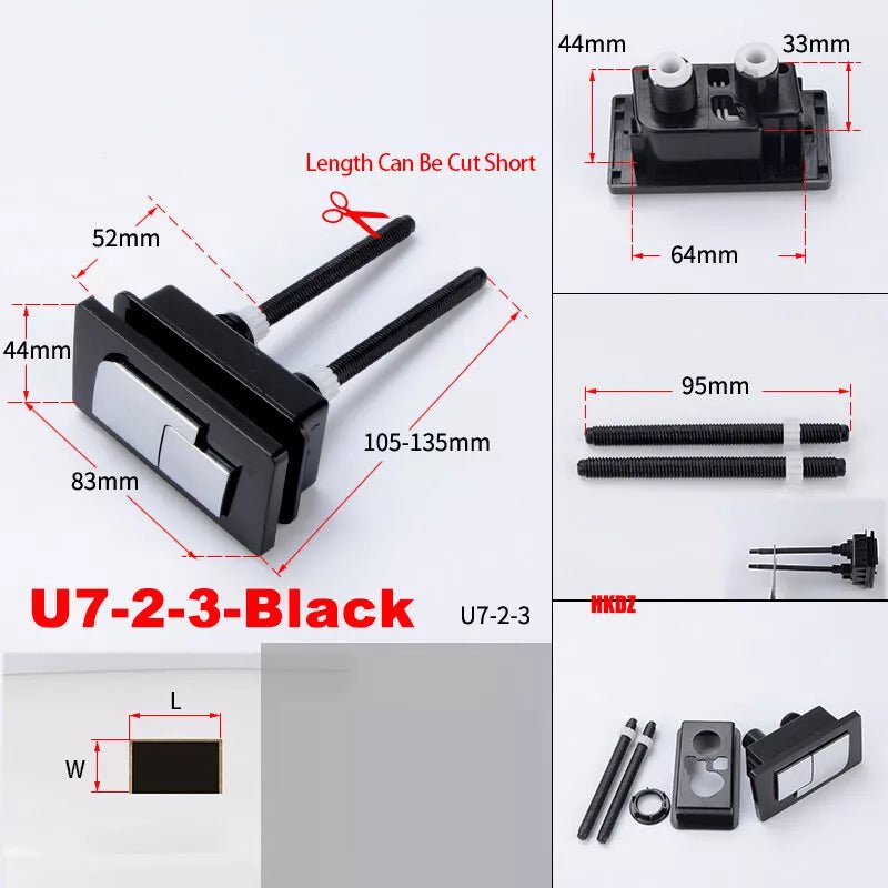 Replacement Bathroom Toilet Push Button Rectangle Dual Flush Buttons Water Tank - HomeDIYer