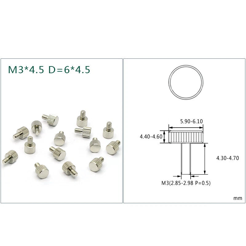 M3 M5 Brass Thumb Screws 4.5/6/10mm Length Knurled Grip Equipment Adjustment