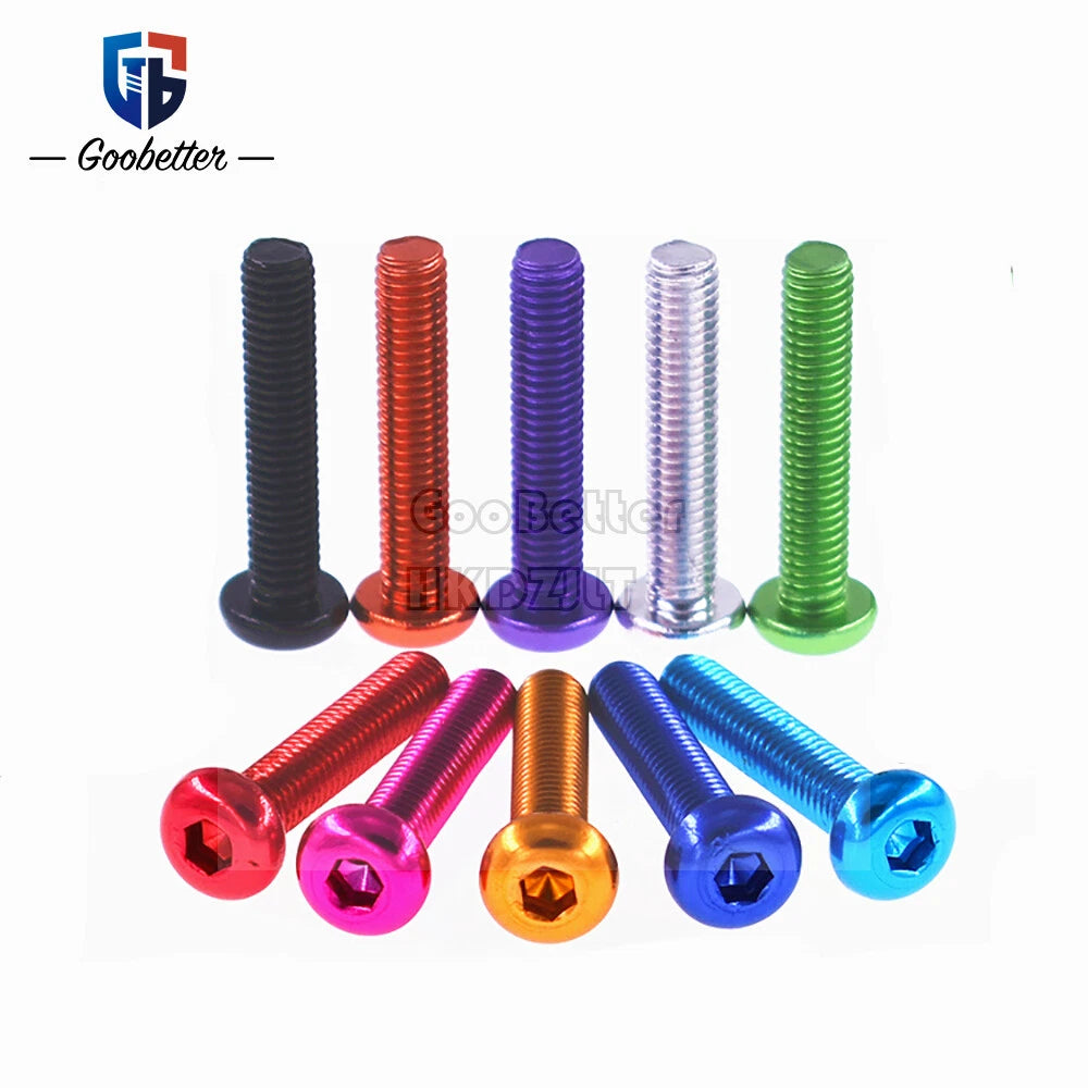M3.5 Hex Socket Pan Head Screws — Color Anodized Aluminum Alloy, Multiple Lengths