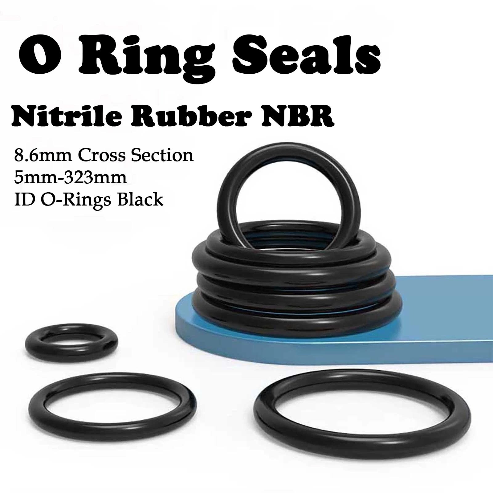 Nitrile Rubber NBR O Ring Seals 6mm Cross Section 5mm-988mm ID O-Rings Black