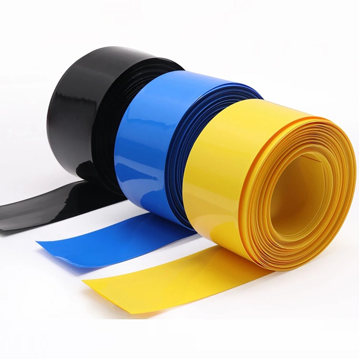PVC Heat Shrink Tubing for Battery Packs — 7mm to 625mm Wide, Red/Yellow/Blue/Grey - HomeDIYer
