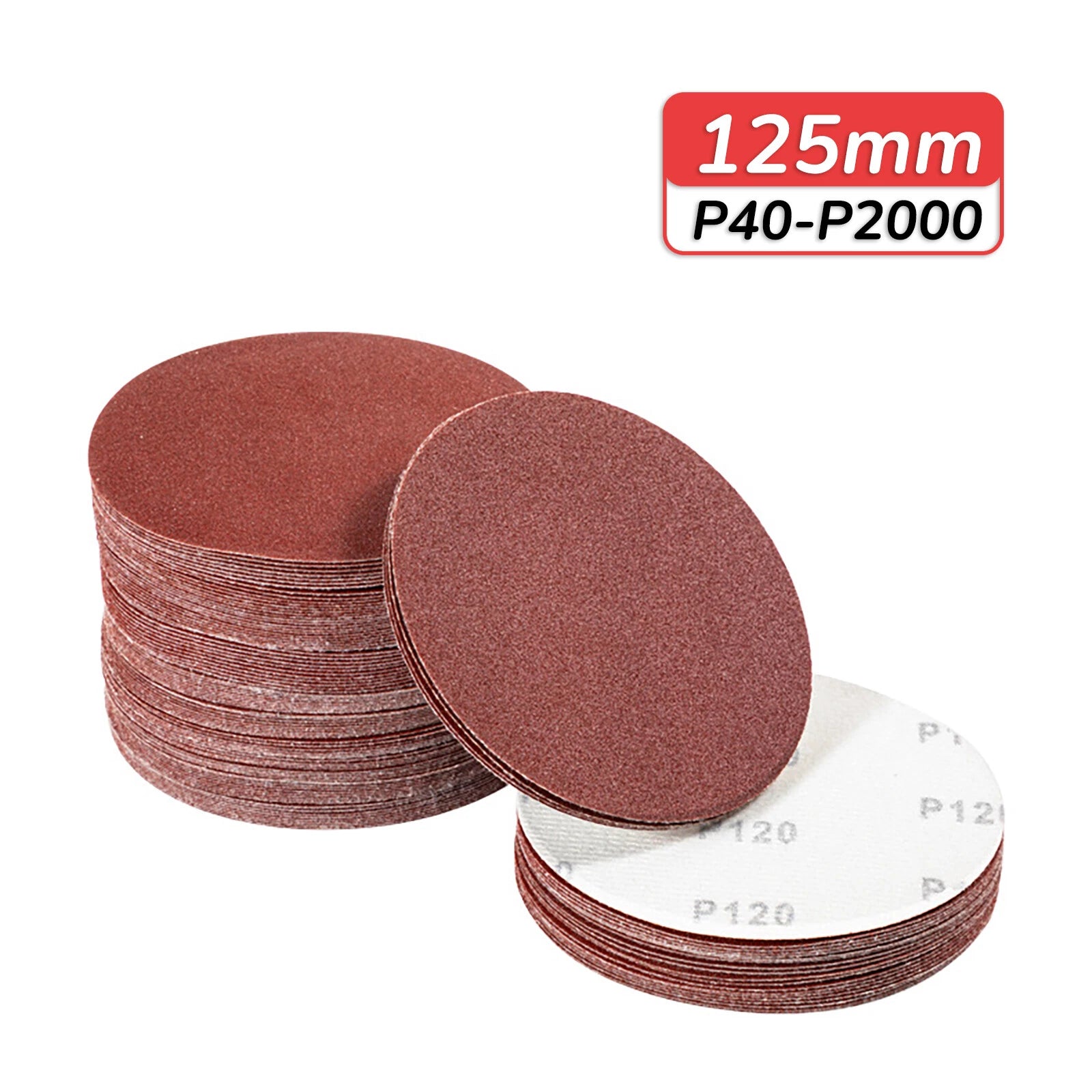 125mm - 5" Hook and Loop Sanding Discs Orbital Sandpaper Pads 40-2000 Grit