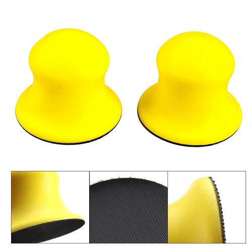 71.5mm Hook & Loop Round Hand Sanding Block — PU Foam Polishing Pad for 3‑Inch Sandpaper Discs