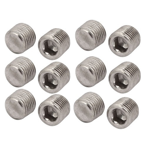 Male Allen Socket Pipe Plugs – 1/16" to 2" PT & NPT Threads, 304 Stainless Steel End Caps