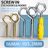 Screw-In Eye Hooks & Open Hooks — Nickel, Zinc & 304 Stainless, 16–106mm, All Sizes