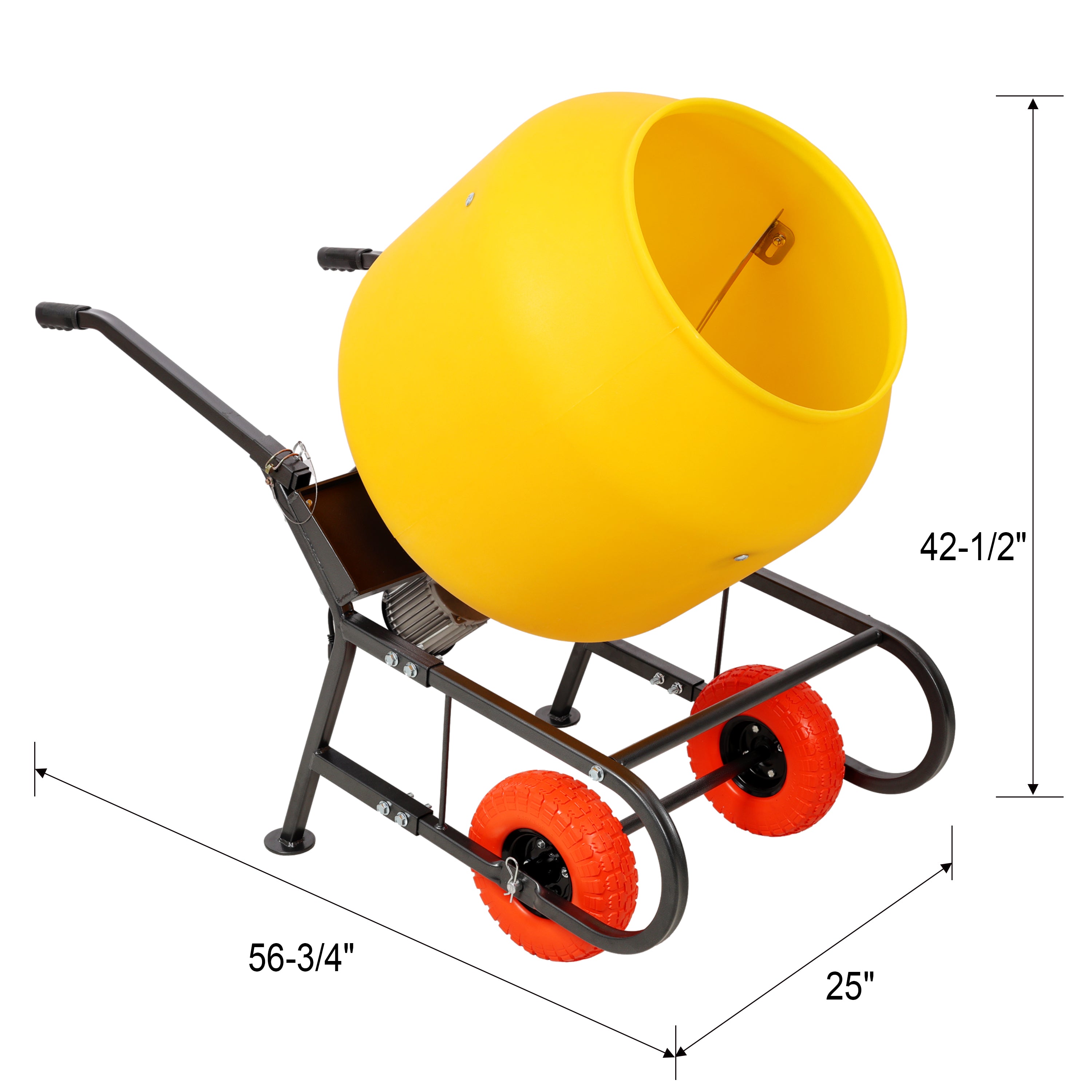 6 CUFT/170L Portable Electric Poly Drum Concrete Mixer, Heavy Duty Power Cement Mixing Machine for Mortar, Stucco and Fodder, 110V/60HZ CSA certificated