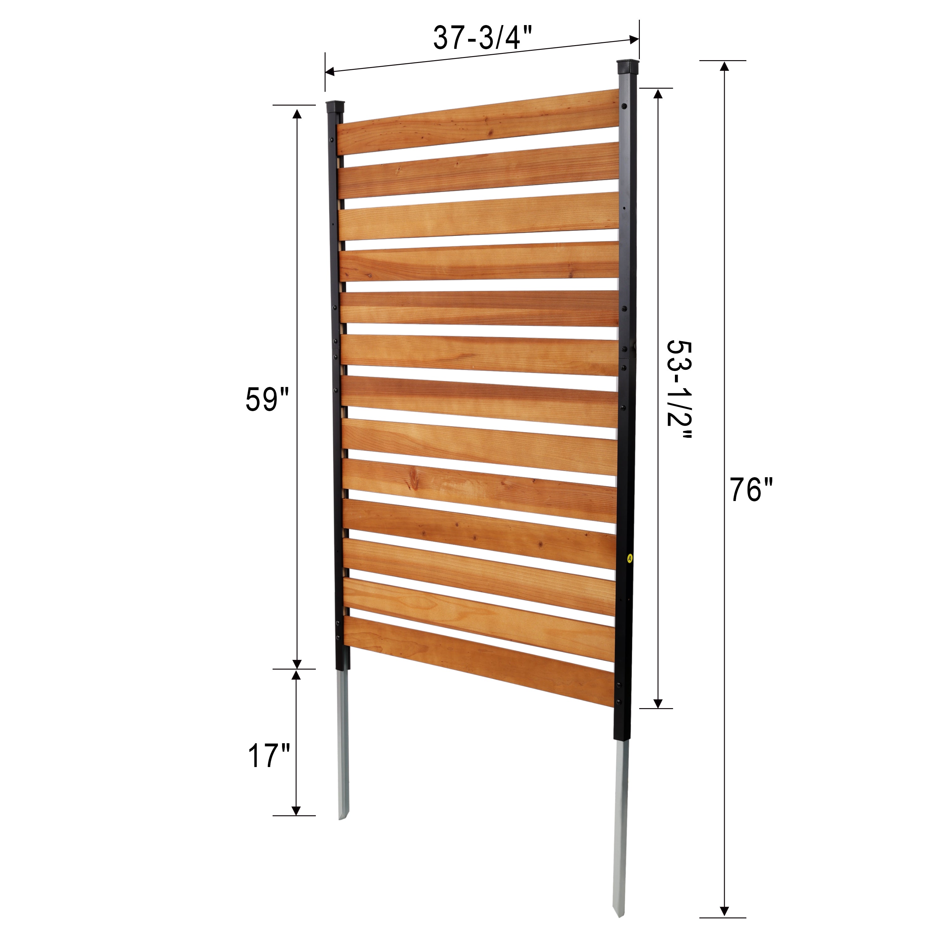 38" W x 76" H Solid Wood Outdoor Privacy Screen — AC Fence, Trash Can Enclosure, Freestanding Brown Panel