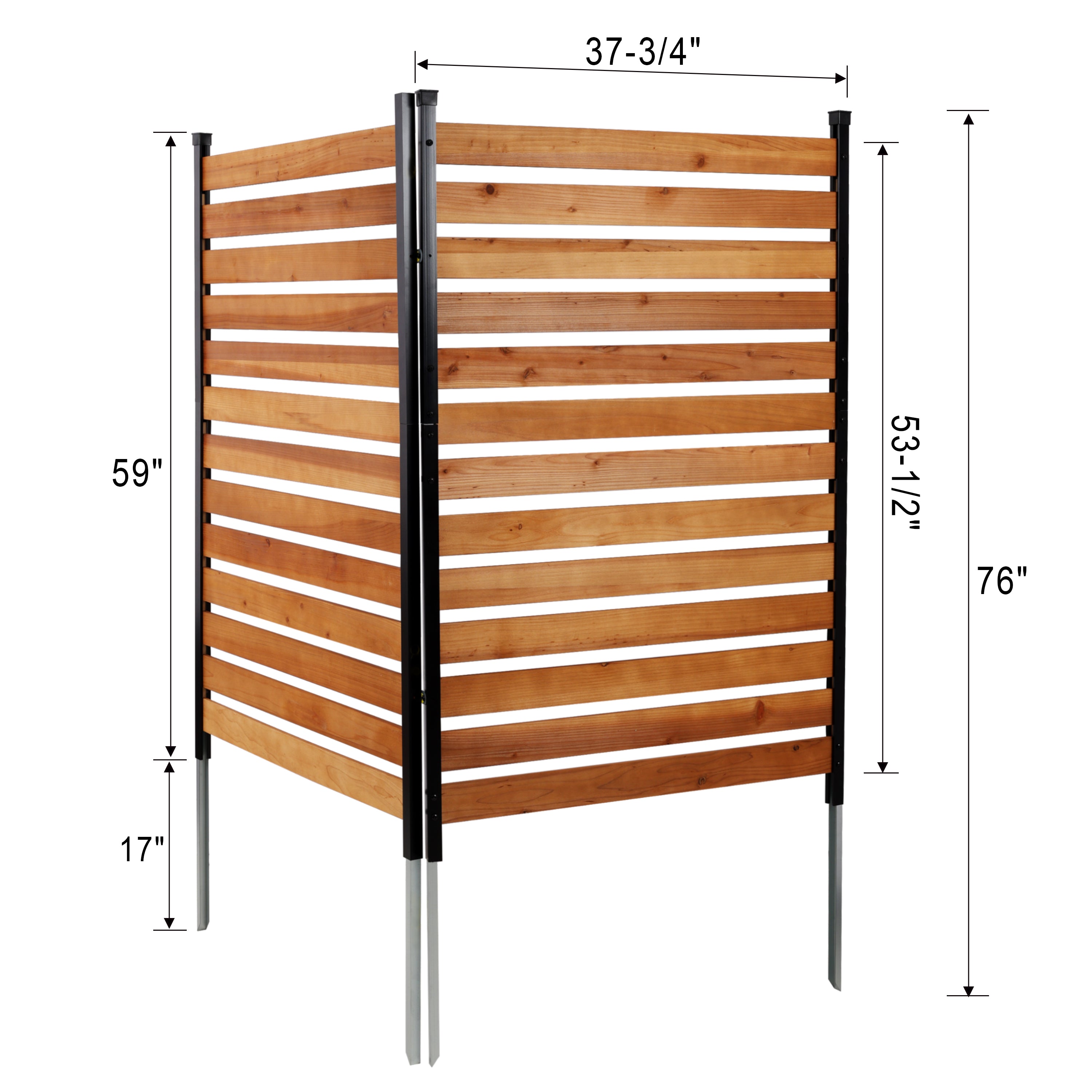 2‑Panel Solid Wood Outdoor Privacy Screen — 38" W x 76" H Each, AC Fence & Trash Can Enclosure, Brown