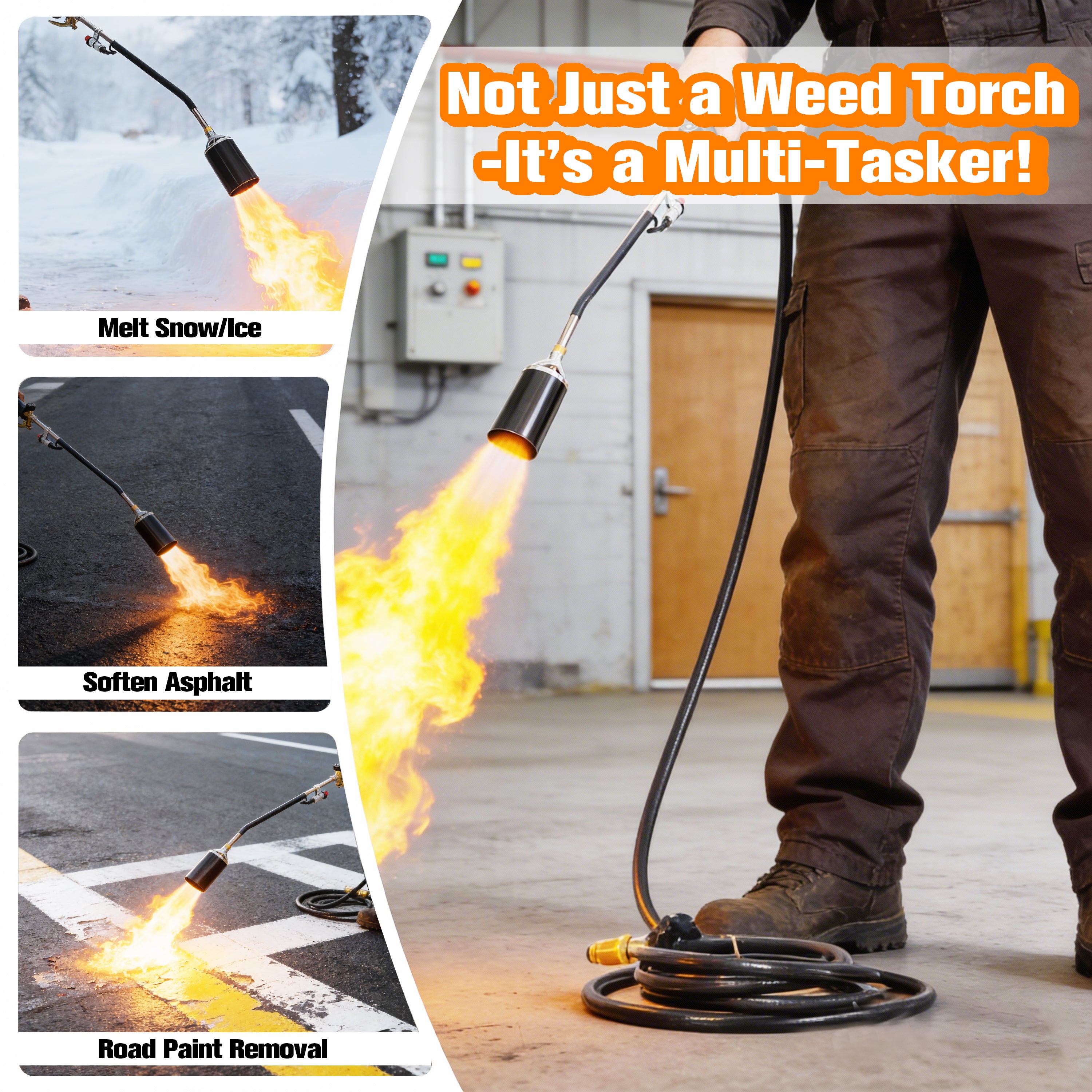 Propane Torch Weed Burner, Blow Torch, High Output Flame Torch with 10FT Hose, Heavy Duty Flame Weeder with Igniter for Garden, BBQ