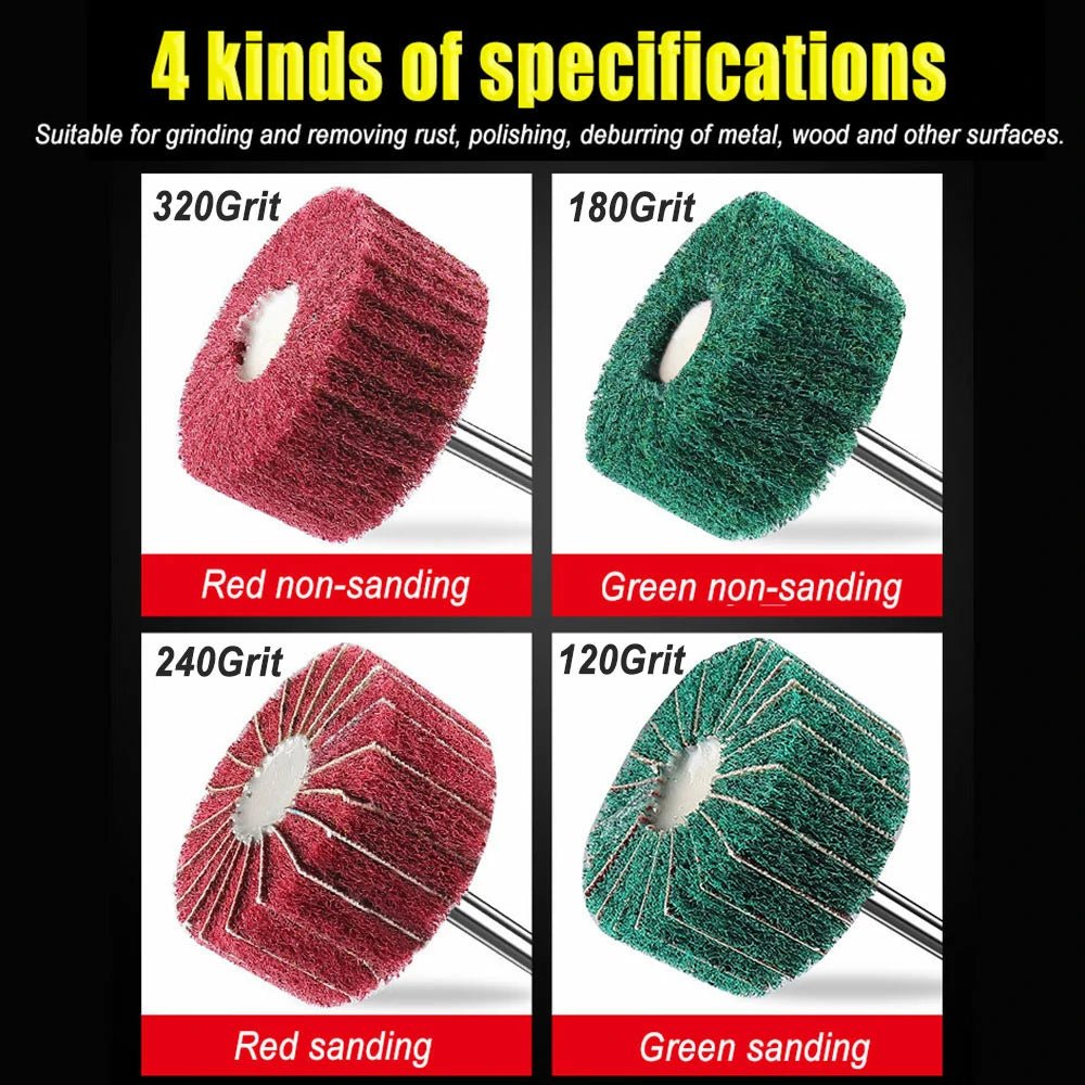 6mm (1/4'') Shank Non - woven Abrasive Buffing Wheel - High Performance Polishing Wheel For Metal, Wood, Plastic - Power Drill - HomeDIYer