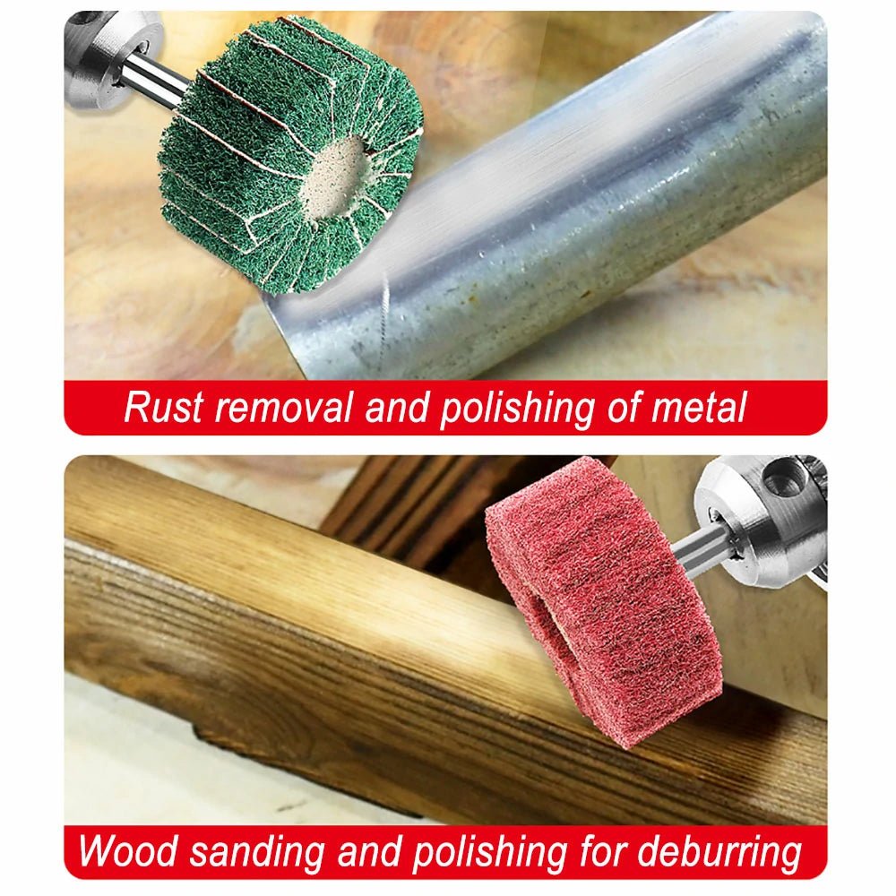 6mm (1/4'') Shank Non - woven Abrasive Buffing Wheel - High Performance Polishing Wheel For Metal, Wood, Plastic - Power Drill - HomeDIYer