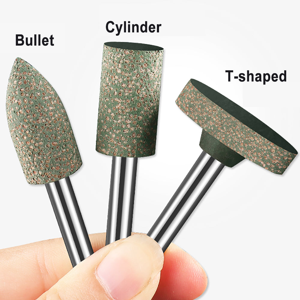 Rubber Grinding Head 2.35/3mm Shank Bullet/cylindrical/T Type Grinding Buffing Wheel Polishing Burr Metal Wood Jade Stone