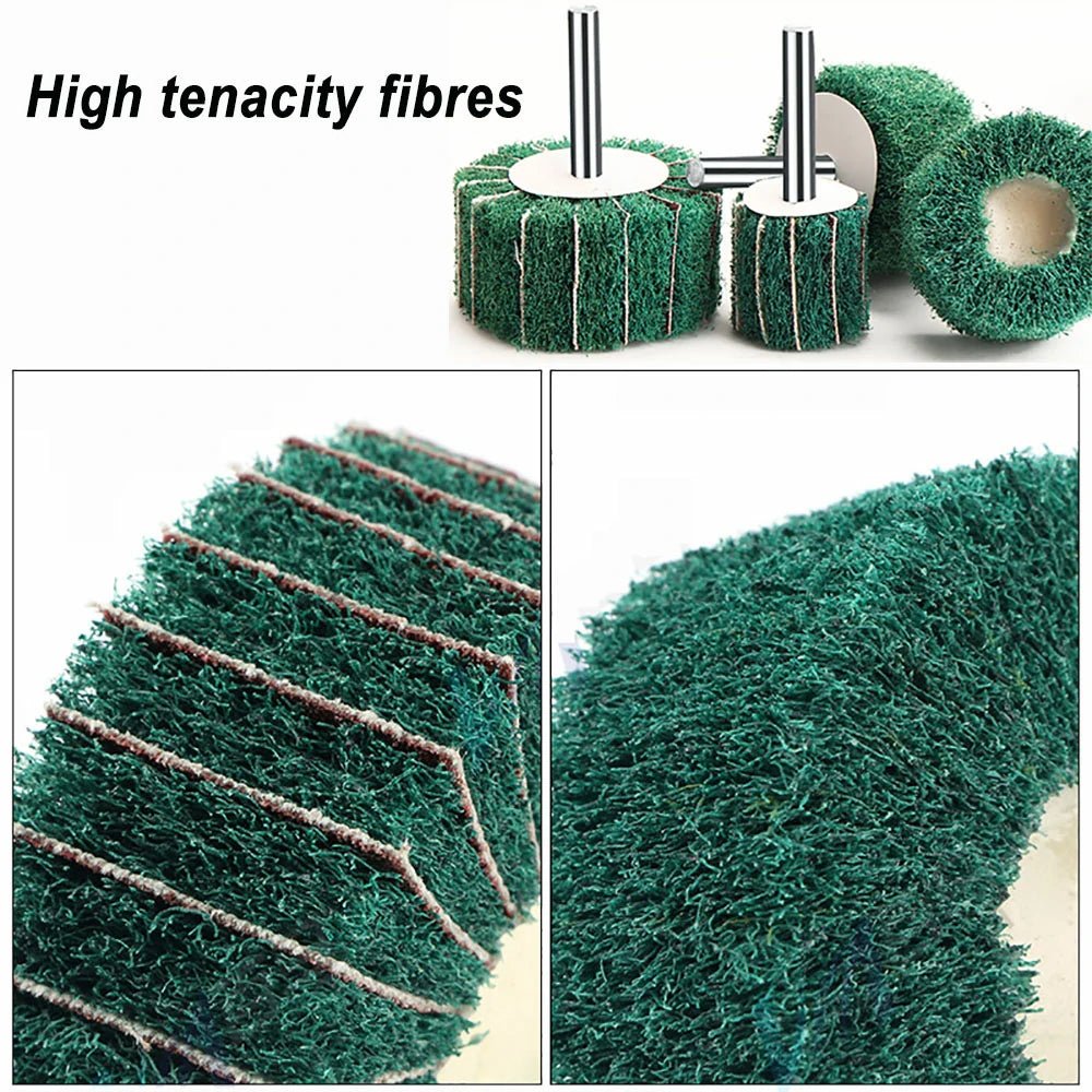 6mm (1/4'') Shank Non - woven Abrasive Buffing Wheel - High Performance Polishing Wheel For Metal, Wood, Plastic - Power Drill - HomeDIYer